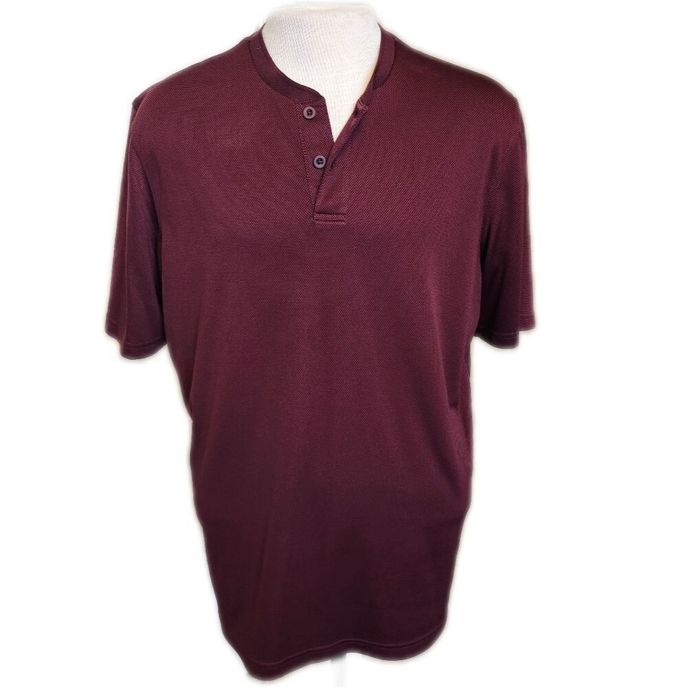 Croft & Barrow Quick Dry maroon 2-button short sleeve casual shirt, L